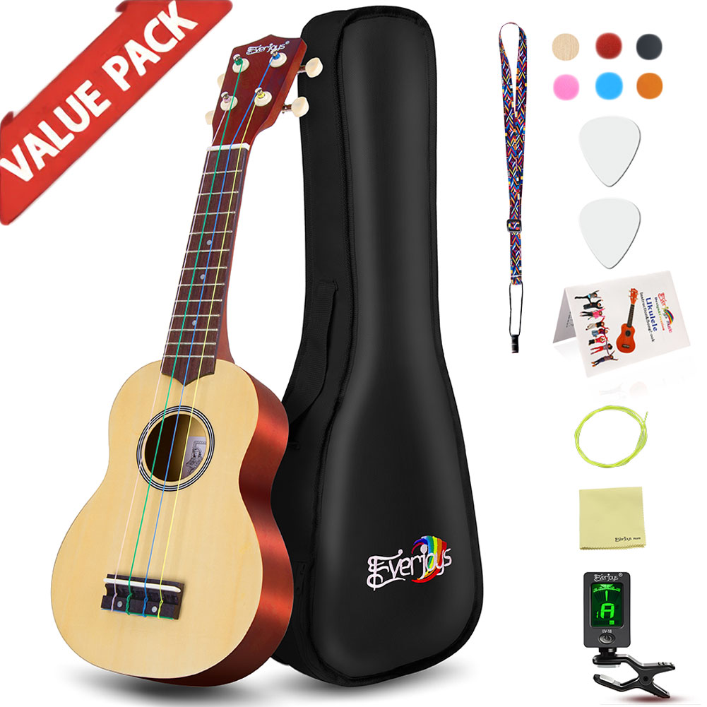Soprano Ukulele Acemi Paketi-21 Inç w / Gig Bag Songbook Dijital Tuner
