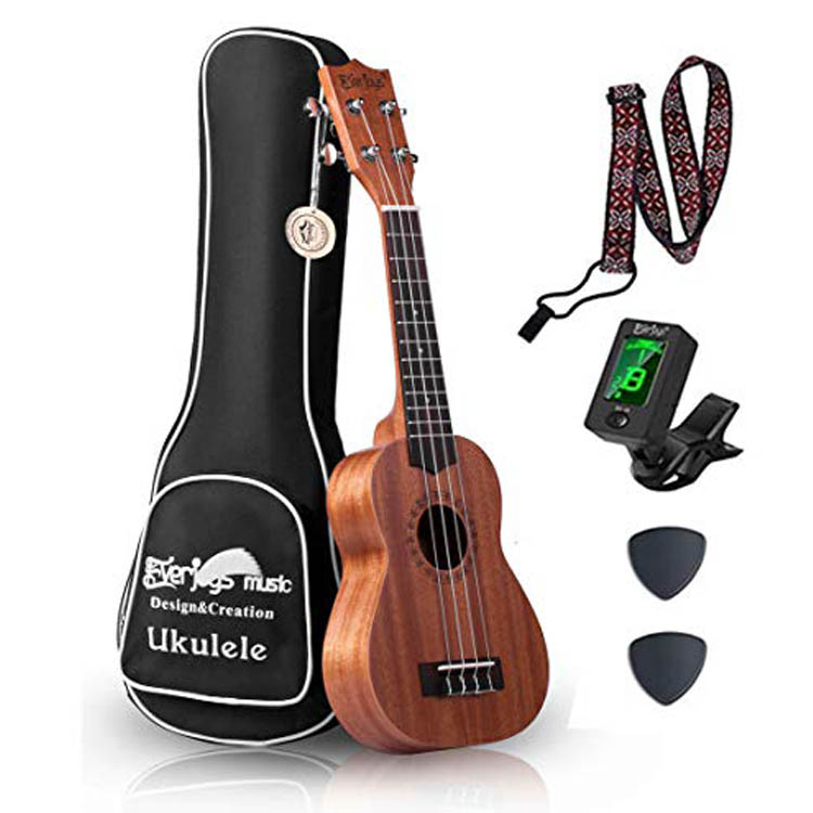 Maun Soprano Ukulele Kiti-Profesyonel 21 inç w / Vaka Kayışı Tuner Aquila Dizeleri EVUKP